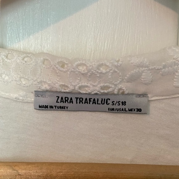 Zara White Embroidered shirt with collar - Picture 4 of 4